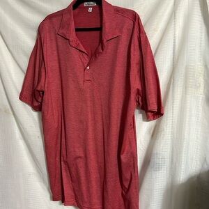 Peter Millar XL Red White striped Short Sleeved Polo.      (BA2)